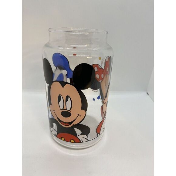 Disney Anchor Hocking Glass JarNO LID Goodies Candy Cookie Mickey Minnie Donald - Picture 1 of 10